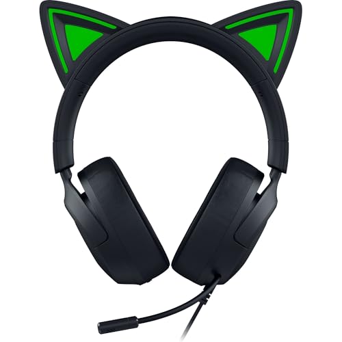 Razer Kraken Kitty V3 X Wired Gaming Headset, Kitty Ears, Black | HyperClear Cardioid Mic, 40 mm Drivers, 7.1 Surround Sound, Comfy Ear Cushions, Cross-Platform via 3.5mm PC, PS5, Xbox - color: Black