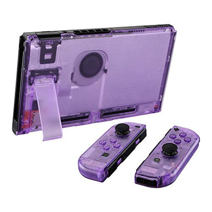 eXtremeRate DIY Replacement Shell Buttons for Nintendo Switch, Back Plate for Switch Console, Housing with Full Set Buttons for Joycon Handheld Controller - Clear Atomic Purple [No Electronics Parts] - color: Clear Atomic Purple