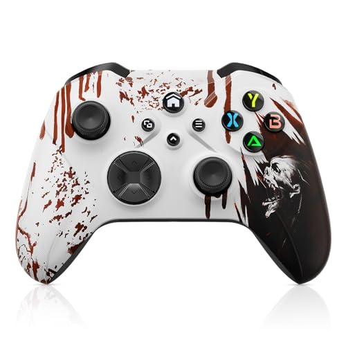 Xexvyrin Wireless for X-Box Controller, Compatible with X-Box One X|S, Series PC, Special Edition Custom Controller 6-Axis Motion Control/3.5mm Audio Jack/Dual Vibration/Macro Function/Turbo（white brown）