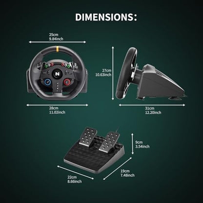 Nitho Drive Pro ONE V24 Racing Wheel with Pedals, 270° Gaming Steering Wheel Compatible with PC, PS4, Xbox One, Xbox Series X|S and Switch, Driving Simulator for Racing Games