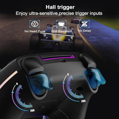 Wireless Controller for PS5 Pro/PlayStation-5/PC/Mac with Hall Effect joystick trigger/Back Paddles/Cool RGB/Motion Sensor/TURBO/3.5mm Audio Jack - Built-in Speakers Support P-S5 Console Audio