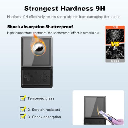 1-Pack Screen Protector for Anbernic RG Rotate 3.5 inch handheld game console, KONXISA Tempered Glass handheld game console Screen Protector, 9 Hardness HD Clear Anti-Scratch Bubble-Free Protective Film