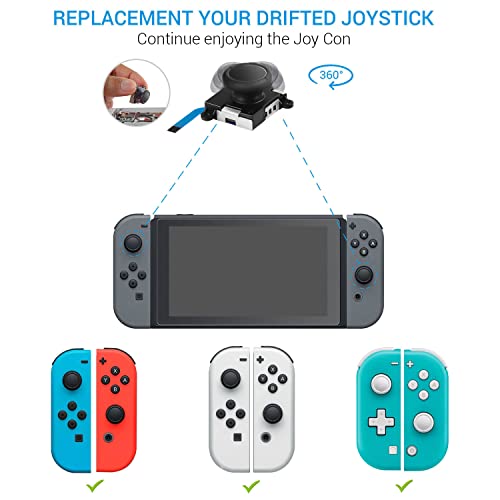 Joycon Joystick Replacement 4 Pack, Replacement Joy-stick Analog Thumb Stick for Switch Joycon Controller & Switch Lite, Left/Right Analog Joystick with Thumbstick Caps & Screws (4pcs Black) - color: 4pcs Black