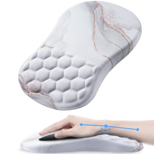 Ergonomic Mouse Pad Wrist Rest, 15° Memory Foam, Non-Slip PU Base | Mouse Pad15° Ergonomic Tilt, 100% Memory Foam, Smooth Lycra Surface, for Office & Gaming, Pain Relief Wrist Support White - color: White