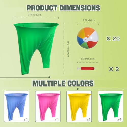 Granny Pants Yard Game with Balls, Giant Pants Catch Game, Outdoor Tossing Party Game for Family Reunion, Birthday, Backyard Fun for Adults & Teens - color: GREEN / YELLOW / BLUE / PINK