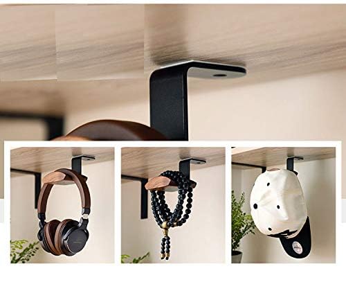 Under-Desk Mount Headphone Hanger Headset Stand Hook Walnut Wood Headphone Holder Rack Hook for Audio,Studio & Gaming Headphones - color: Z shape