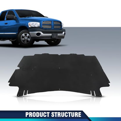 PIT66 Hood Insulation Pad 1/2" Heat Blanket Fit Dodge Ram 1500 2002-2008 | Fit Dodge Ram 2500 3500 2003-2009 w/Clips - style: 2002-2008 Dodge Ram 1500 w/o Holes