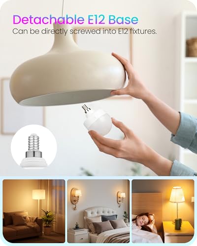 Rechargeable Light Bulbs with Remote Control, 2 Pack E12 Base Battery Operated Light Bulbs, 3 Timer 15 Colors Selectable, Dimmable Wireless RGB LED Bulb for Lamp, Non-Hardwired, R08YBP205 - size: E12 Base - RGB