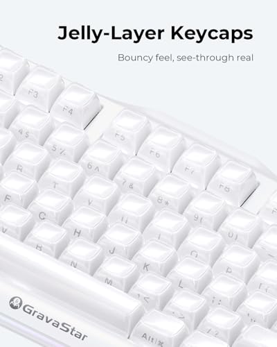 GravaStar Mercury K1 75% Wireless Mechanical Gaming Keyboard RGB Backlit | Gasket Mount, Hot Swappable Linear Switches, Creamy Sound Keyboard, 2.4GHz/USB-C/Bluetooth 5.0, for Win/Mac【Opaline White】 - color: Opaline White