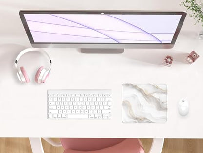 스티치 엣지가 있는 마우스 패드, 미끄럼 방지 고무 베이스가 있는 다중 패턴 컴퓨터 마우스 패드, 세탁 가능한 천 마우스패드, 게임, 노트북, PC용(아이보리 마블) - color: 30아이보리 마블