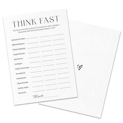 Party Games for Adults & Birthday Games for Bachelorette, Office – Think Fast - 30 Pcs Ice Breaking Cards, Add Laughter and Conversation to Any Celebration (5" x 7")- A04 - color: Think Fast
