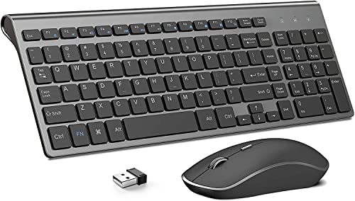 JOYACCESS Wireless Keyboard and Mouse,2.4G Ergonomic and Slim Wireless Computer Keyboard Mouse Designed for Windows, PC, Laptop,Tablet - Black Grey - color: black grey