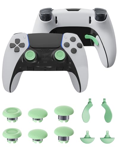 CHARM FOCUS Replacement Kit Thumbsticks & Back Paddles for PS5 Edge Controller, Analog Thumb Sticks Caps Interchangeable for PS5 Dual Sense Edge Stick Module, 6 Joysticks, 4 Back Buttons, Green - color: Macaron Green, size: 6 Joysticks + 4 Back Buttons