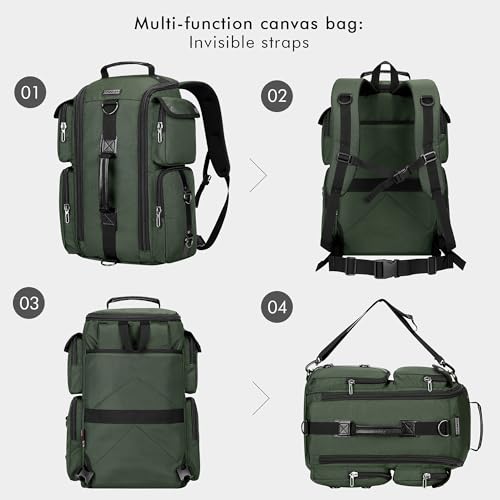 WITZMAN Travel Laptop Backpack for Men Convertible Carry on Bag 17 Inch | Carry on Airline Approved, Water-resistant Nylon, Large Capacity, For Weekend Getaway, Overnight Trip, 6695 Army Green - color: Standard Army Green