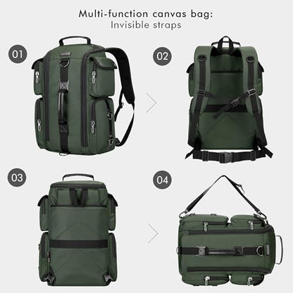 WITZMAN Travel Laptop Backpack for Men Convertible Carry on Bag 17 Inch | Carry on Airline Approved, Water-resistant Nylon, Large Capacity, For Weekend Getaway, Overnight Trip, 6695 Army Green - color: Standard Army Green