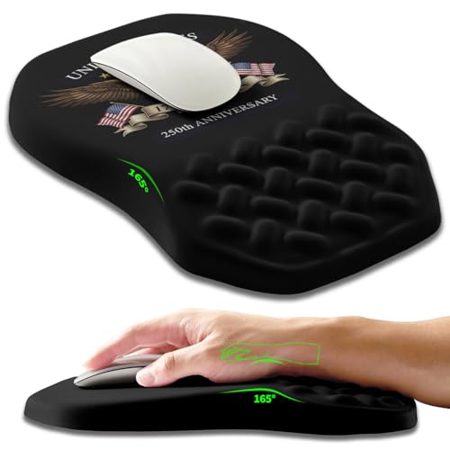 Ergonomic Slope Mouse Pad Wrist Support, Wrist Rest Mousepad for Carpal Tunnel Pain Relief with Massage Bulge and Slow Rebound Memory Foam (12x8 inch, 250th Anniversary) - color: AM040-250th anniversary