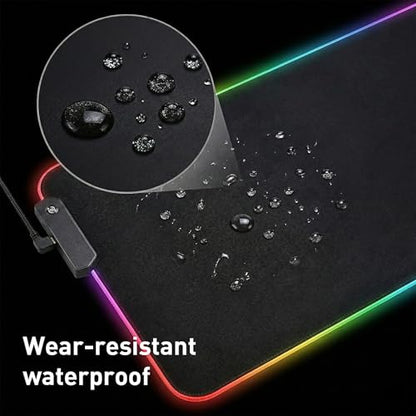 RGB Gaming Mouse Pad, 0.16 Inch Thickness, 31.5" x 11.8" Large Mouse Pad for Desk, 13 Light Modes Desk Mat, Waterproof, for PC Laptop Office Gaming Use - color: Black 31.5 ×11.8''