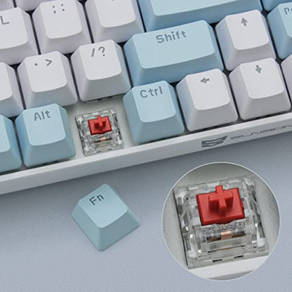 Qisan Mechanical Gaming Keyboard Dual Mode 2.4G/BT Wireless Keyboard with Red Switch Mini Design (60% Keyboard) 68 Keys Computer Keyboard US Layout | Gaming Pc | Wireless Gaming Keyboard - color: Red Switch with Blue & White Combo Color
