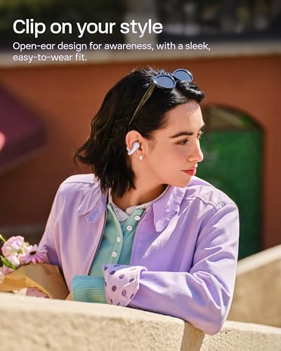 SHOKZ OpenDots Air Open-Ear Clip-On Bluetooth Earbuds, Purple,Touch Control | Deep bass, secure fit, 36h playback, Bluetooth 6.1, AI noise reduction, IP55 - color: Daybreak Purple