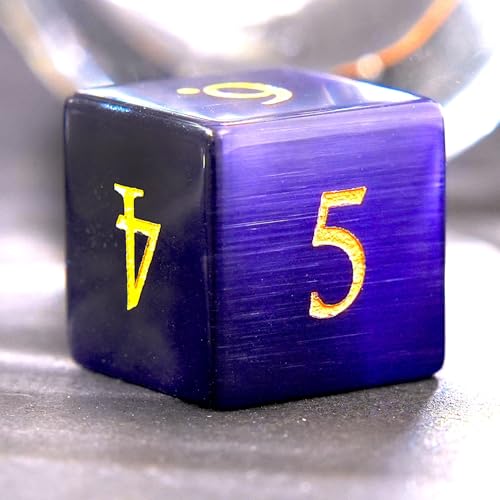 Dark Purple Cat's Eye Crystal DND Dice Set 7 PCS Gemstone Suitable for Dungeons and Dragons D & D RPG Games - color: Dark Purple Cat Eye