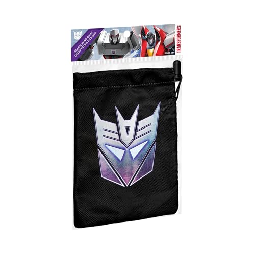Renegade Game Studios Transformers Decepticon Dice Bag - RPG Drawstring | Double-lined storage with locking clasp and metallic logo for polyhedral sets, metal dice, and tabletop gaming miniatures - color: Multicolor, size: Large
