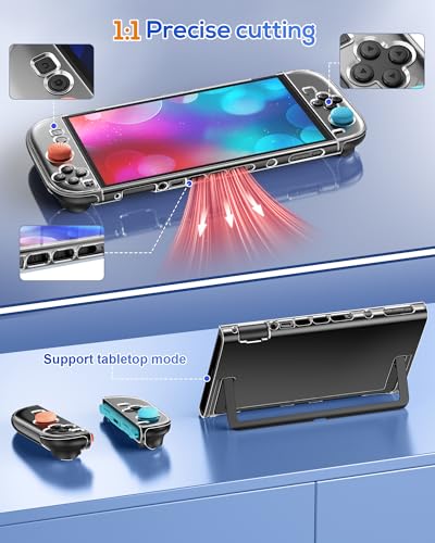 FYOUNG Switch 2 Protective Case,Cover Shell&Screen Protector for Nintendo 2 | Switch 2 Case Accessories with Thumb Grip, Slim PC Hard Cover, Scratch&Shock Protection, Split Design(Clear, 7.9inch) - color: Clear