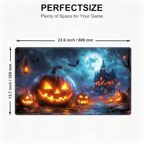 for MTG Playmat, Custom Trading Card Game Mat 23.6 x 13.7 in | Lantern Castle Night Premium Non-Slip Rubber Base, Water-Resistant & Stitched Edges, Personalized High-Definition Art - color: Lantern Castle Night, size: 24" x 14" Regular