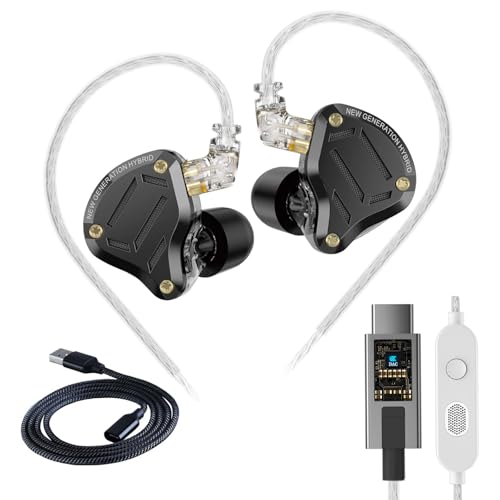 KZ ZS10 Pro 2 USB C IEM with Mic for Gaming 4BA+1DD in Ear Monitors | Deep Bass Type-C Headphone, Comfort-Fit Sound Isolating Wired Earbuds, High-Definition Decoding DSP with 4 EQ Modes