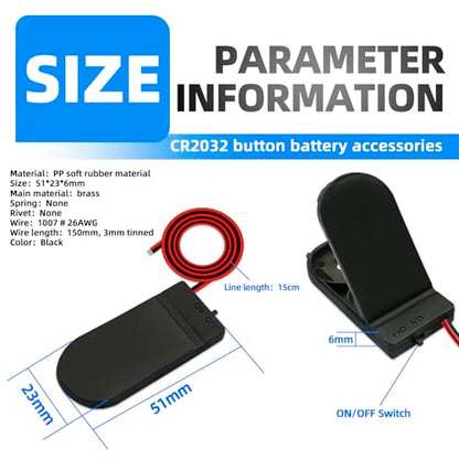 20PCS CR2032 Coin Cell Battery Holder 3V Socket with On Off Switch | Sturdy plastic battery storage socket with integrated switch, ideal for remote controls, timers, small electronic gadgets