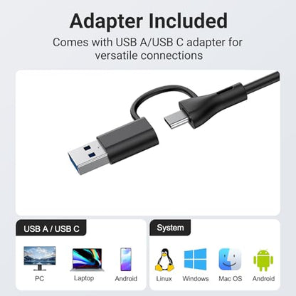 INGA Computer Speakers with Detachable Mic, Plug and Play Desktop Speakers, One-Touch Mute Microphone, Stereo & Bass, Easily Clamps to Monitor, Compatible with PC, MAC, Laptop - size: Speaker with Mic