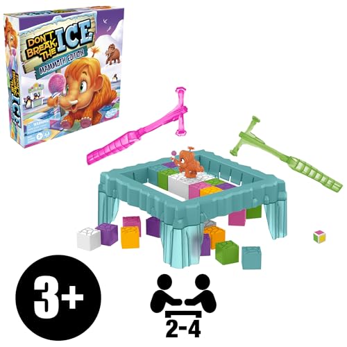 Hasbro Gaming Don’t Break The Ice Mammoth Edition Board Game | Ages 3 and Up | 2 to 4 Players | Preschool and Kids Games (Amazon Exclusive)