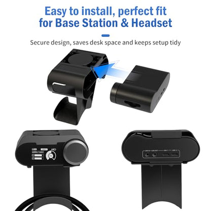 Under Desk Headphone Hanger Stand for SteelSeries Arctis Nova Pro Wireless-Arctis Pro Wireless NOVA Magnetic Mount Secretlab Magnus Version,Headphone Holder for Arctis Nova Pro Wireless - style: Base Station Mount + Headphone Hanger
