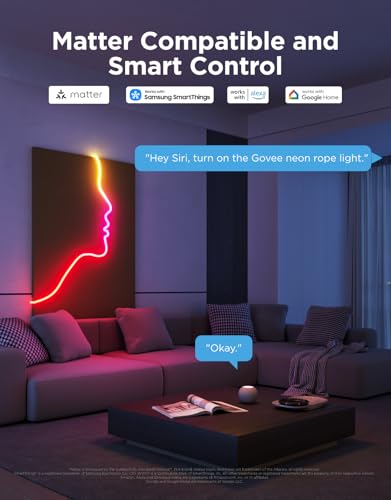 Govee RGBIC Neon Lights 9.8ft Works with Matter, Alexa, Google Assistant | LED Smart Neon Rope Light 2, Custom DIY Neon Strip Lights for Bedroom and Wall Decor, Softer Material, White - size: 9.8ft