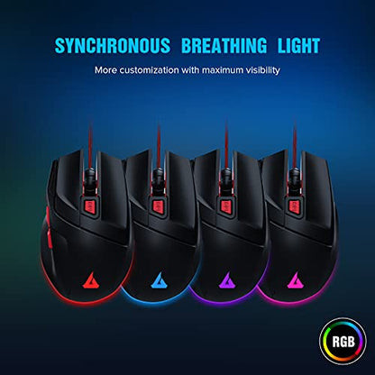GTRACING Gaming Mouse Wired 7200 Dpi 6 Key Programmable Gamer Ergonomic USB Computer Mice Led Breathing Light Gamer Desktop Laptop Pc Gaming Mouse with Macro Recording for Windows,Mac,Pc Mice Gt790