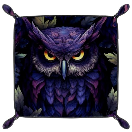 Purple Owl Dice Tray PU Leather Dice Rolling Tray Folding Dice Holder for Dice Games, Like RPG, DND and Other Table Games - color: Multi 8