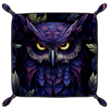 Purple Owl Dice Tray PU Leather Dice Rolling Tray Folding Dice Holder for Dice Games, Like RPG, DND and Other Table Games - color: Multi 8
