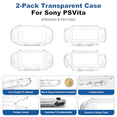 Jekarsy 3-in-1 Kit for PS Vita Case Bundle, Hard EVA Carrying Case for Sony PS Vita 1000/2000, Two Clear Crystal Cases for PSV 1000/2000, Console & Other Accessories Not Included