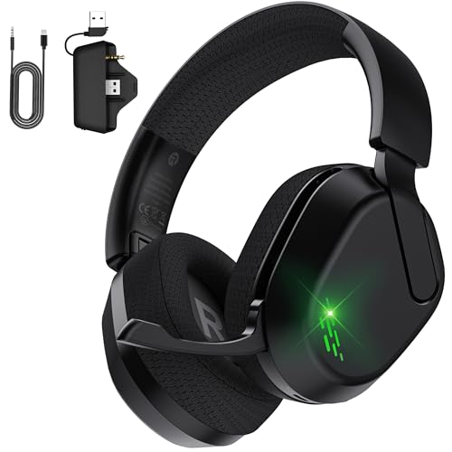 Gvyugke Wireless Gaming Headset for Xbox Series X/S, Xbox One, PS5, PC, Bluetooth 6.0 Gaming Headphones with Flip-to-Mute Noise-Canceling Mic, 70-Hour Playtime, Foldable, 3D Surround Sound - Black - color: Black