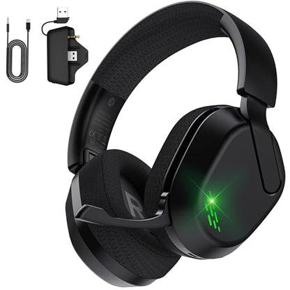 Gvyugke Wireless Gaming Headset for Xbox Series X/S, Xbox One, PS5, PC, Bluetooth 6.0 Gaming Headphones with Flip-to-Mute Noise-Canceling Mic, 70-Hour Playtime, Foldable, 3D Surround Sound - Black - color: Black