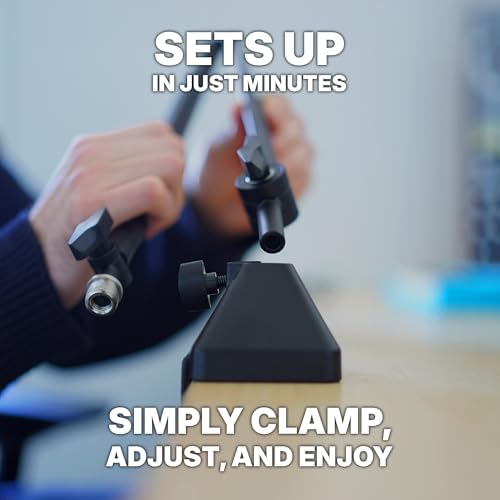 Rockville R-BOOM 34 Black 34" Easy-Adjust Boom Arm Studio Podcast Mic Stand | Desk Clamp, Steel Construction, No Exposed Springs, 360-Degree Rotation, Broadcast/Streaming, Includes Mic Clip and Adapter