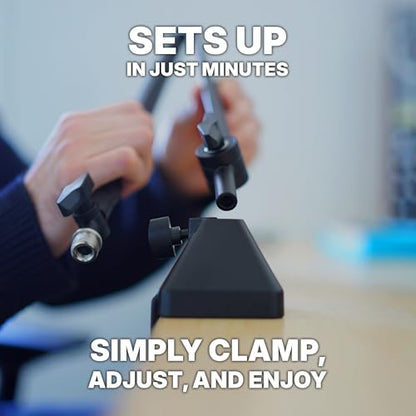 Rockville R-BOOM 34 Black 34" Easy-Adjust Boom Arm Studio Podcast Mic Stand | Desk Clamp, Steel Construction, No Exposed Springs, 360-Degree Rotation, Broadcast/Streaming, Includes Mic Clip and Adapter