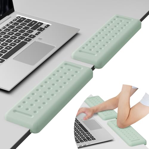 Leolee L-Shaped Desk Elbow Pads for Desk, Pale Green Memory Foam Arm Rest | for Desk with Non-Slip Base, Ergonomic Desk Edge Cushion, Wrist Rest for Computer Keyboard, Typing, Office, Home (2 Piece) - color: New-green-30cm-2p