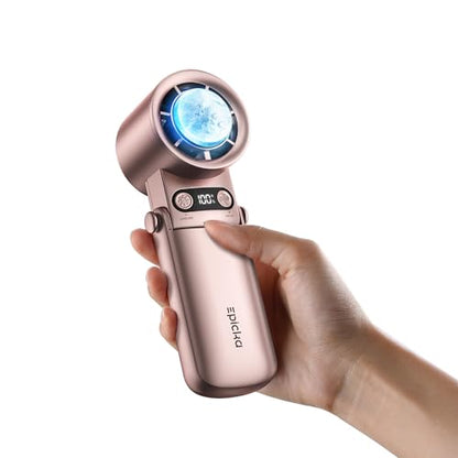 EPICKA Portable Handheld Fan with Ice Cooler - 25H Runtime, Rechargeable 6800mAh Personal Turbo Fan with Power Bank, Fast Charging, 0-100 Speed, Gifts for Women, Summer Travel Essentials, Rose Gold - color: Rose Gold
