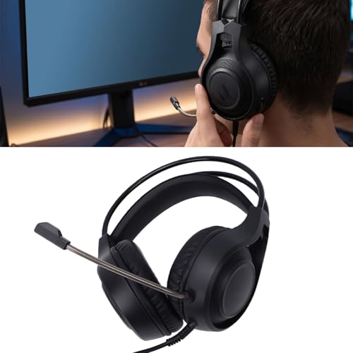 3.5mm Wired Gaming Headset for PC, Box Series X S, Box One, Switch, with Noise Cancelling Mic, 50mm Driver, 7.1 Surround Sound, Memory Foam Cushions