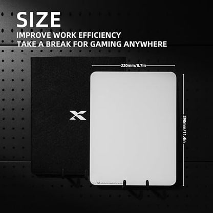 XVX Portable Glass Mousepad, Hard Mouse Pad 290mm*220mm, Ultra Smooth Mouse Pad for Fast and Accurate Mouse Control for Working and Gaming(White)