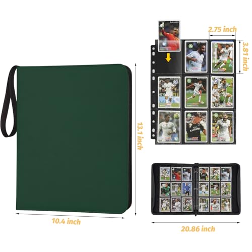 Trading Card Binder, Card Collection Binder Album Folder with 720 Side Loading Pockets, 9 Pocket Trading Card Album Folder for TGC,MTG, Baseball Cards, Yugioh - color: A-green