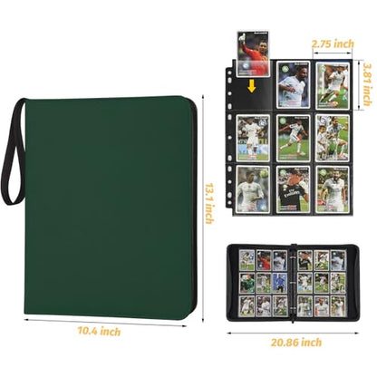 Trading Card Binder, Card Collection Binder Album Folder with 720 Side Loading Pockets, 9 Pocket Trading Card Album Folder for TGC,MTG, Baseball Cards, Yugioh - color: A-green