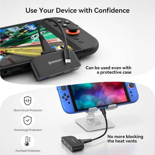NEWDERY Switch 2 Dock, Portable TV Docking Station with 4K@60HZ HDMI