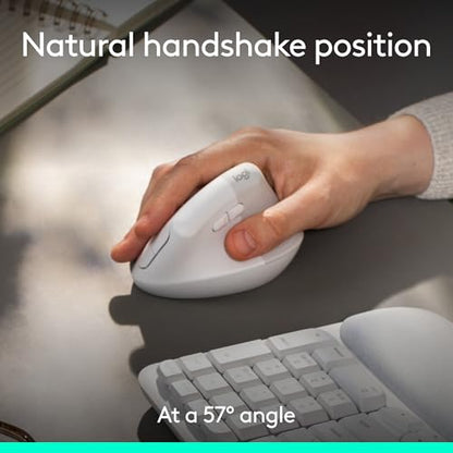 Logitech Wave Keys & Lift Vertical Mouse - Ergonomic Wireless Keyboard and Mouse Combo - with Cushioned Palm Rest, Easy-Switch, Bluetooth, for Multi-OS, Windows/Mac - Off-White - color: Off White, style: Right-Handed