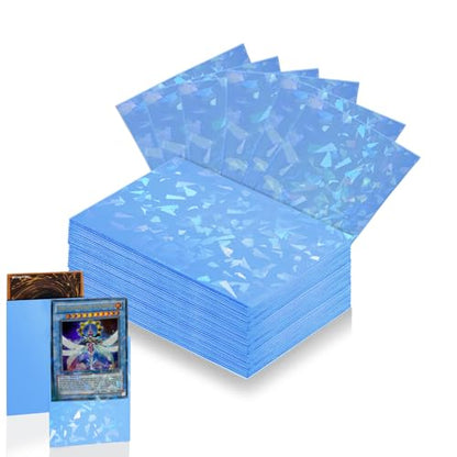 100 Count Sky Blue Card Sleeves for Trading Cards, Perfect Fit Shiny MTG Card Sleeve, Holographic Card Sleeves Fit for Magic, Photocard, TCG, Baseball/Sports Cards, Yugioh Card, Game Card 66 * 91 mm - color: Sky Blue